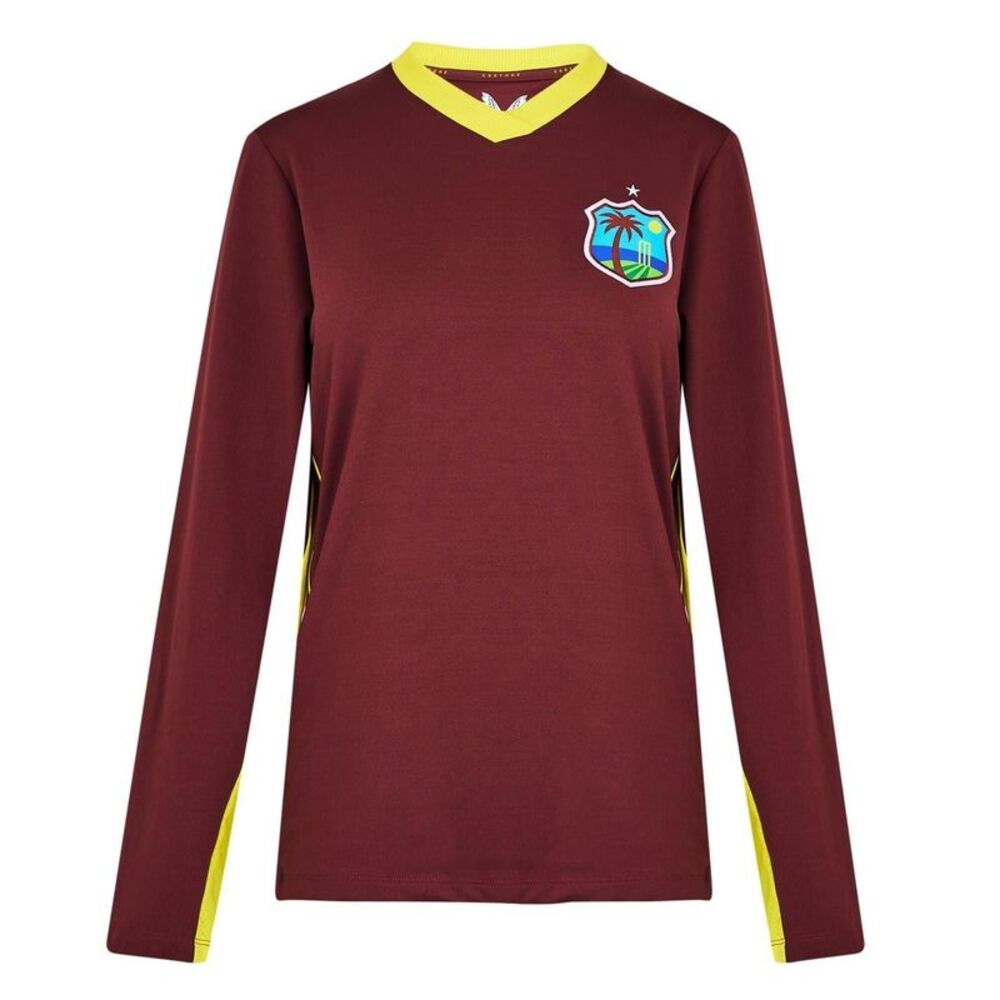Castore Womens/Ladies West Indies Regular Long-Sleeved Cricket T-Shirt / Maroon